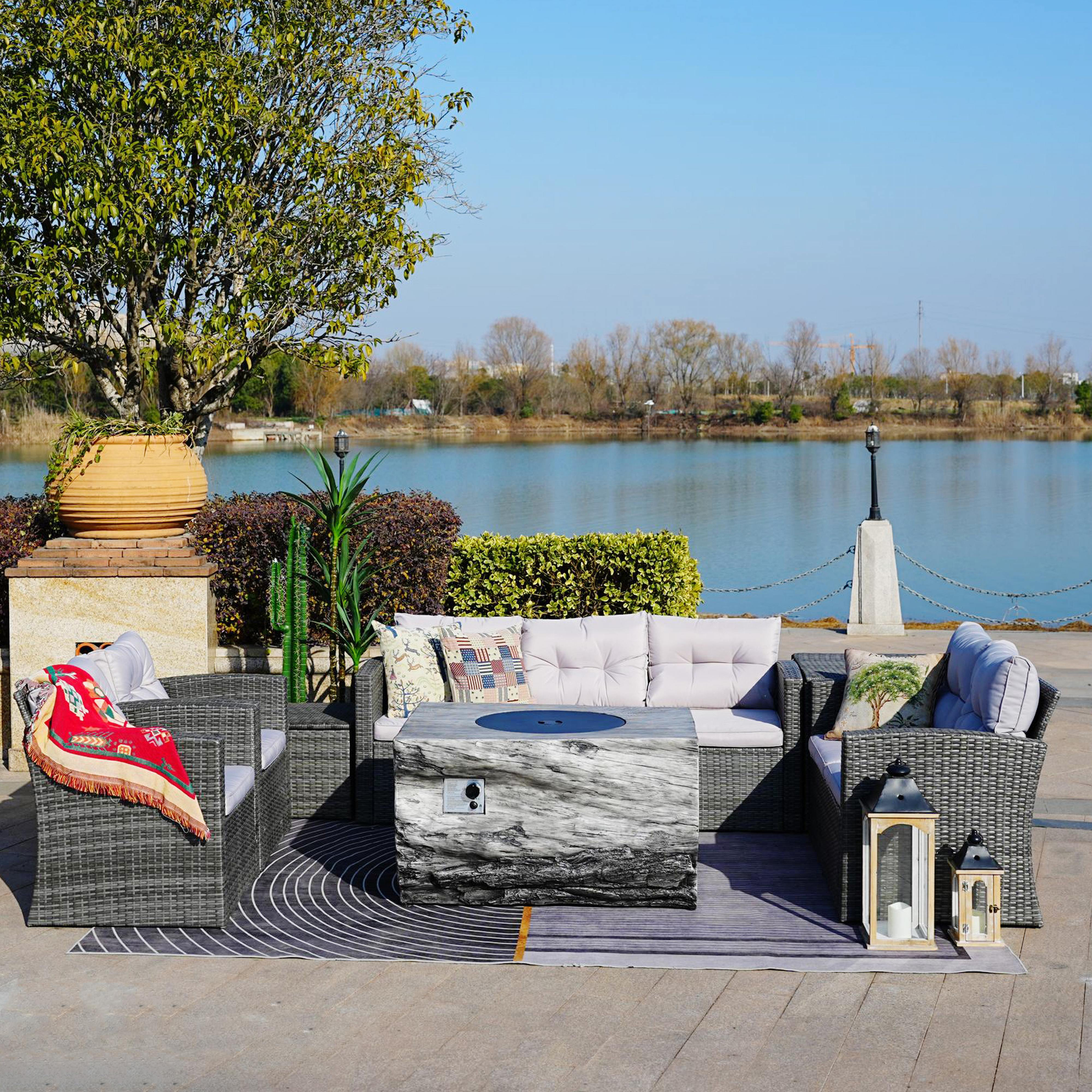 Direct Wicker 7 Piece Complete Patio Set with Cushions & Reviews